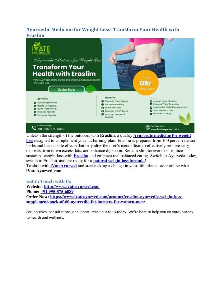 ayurvedic medicine for weight loss transform your