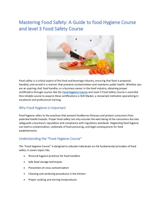 mastering food safety a guide to mastering food