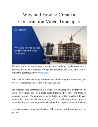 Why and How to Create a Construction Video Timelapse