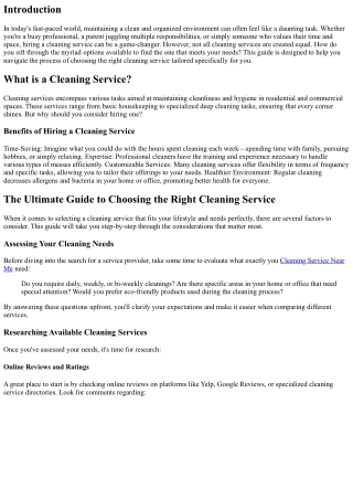 The Ultimate Guide to Choosing the Right Cleaning Service
