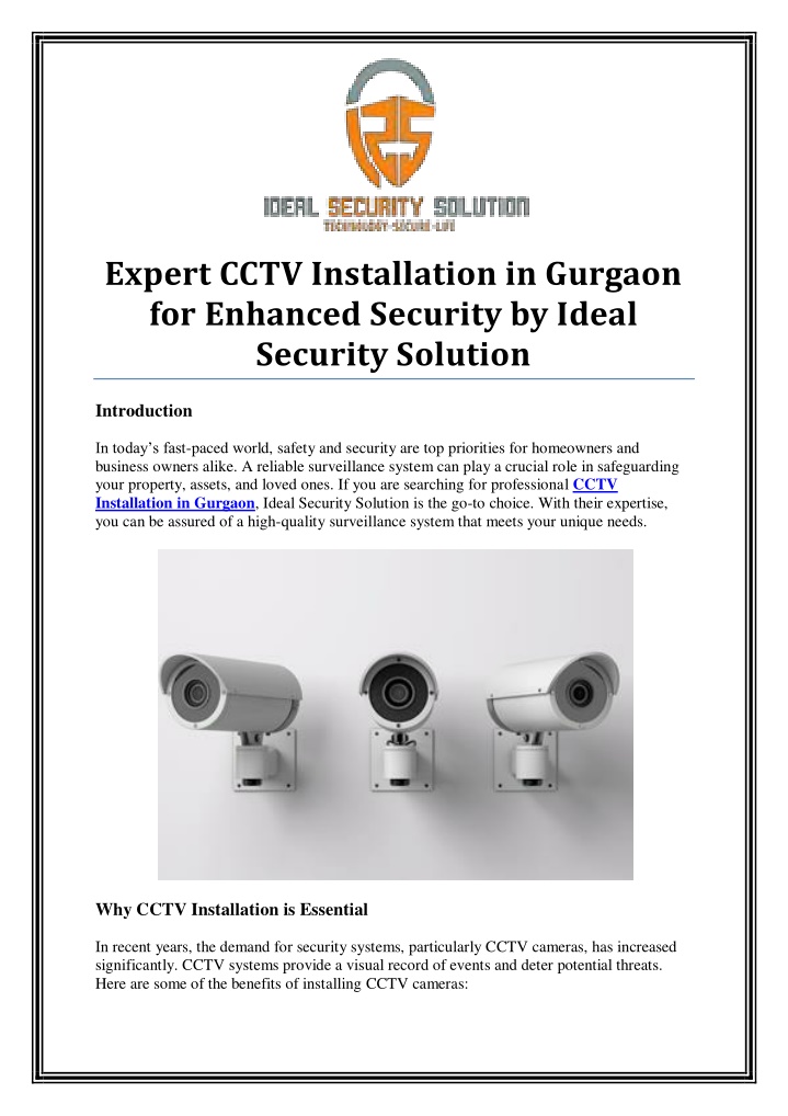 expert cctv installation in gurgaon for enhanced