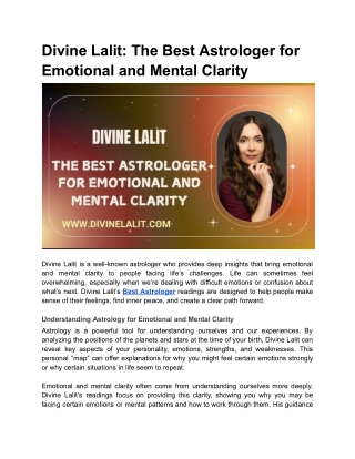 Divine Lalit: The Best Astrologer for Emotional and Mental Clarity
