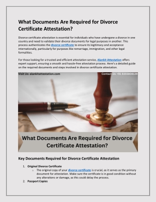 What Documents Are Required for Divorce Certificate Attestation