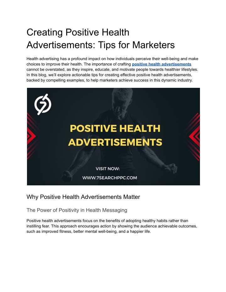 creating positive health advertisements tips