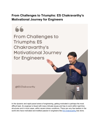 from challenges to triumphs es chakravarthy
