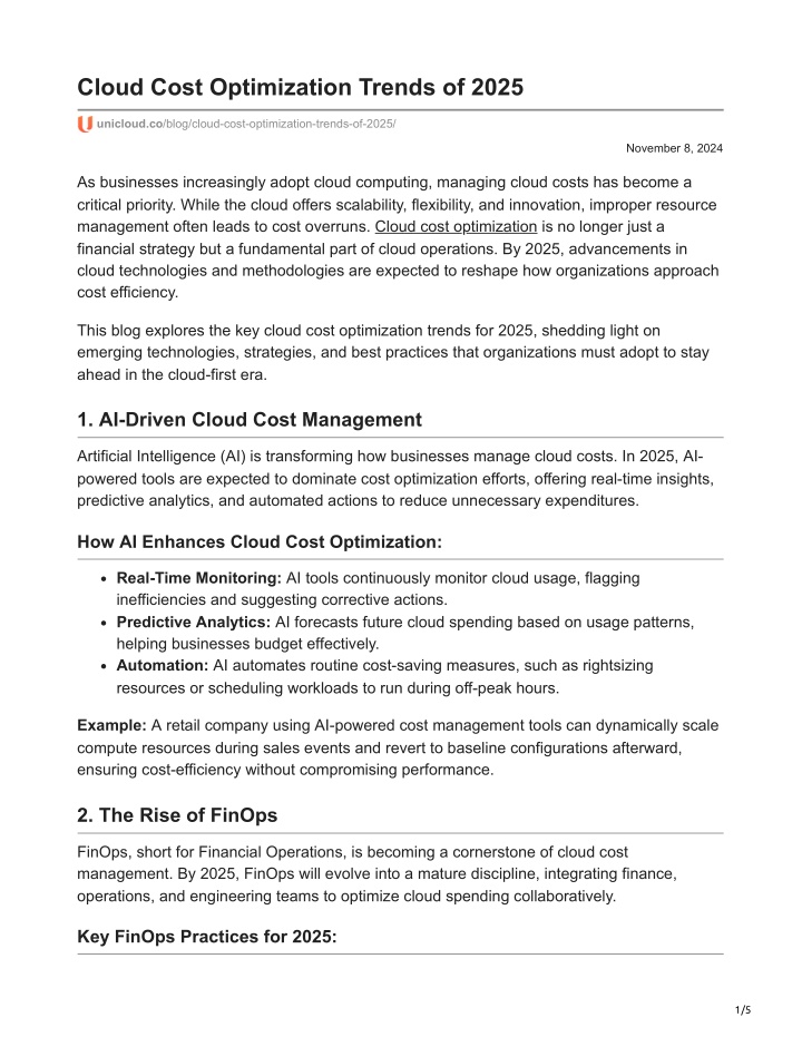 cloud cost optimization trends of 2025