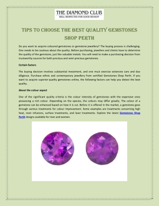 Tips to Choose the Best Quality Gemstones Shop Perth