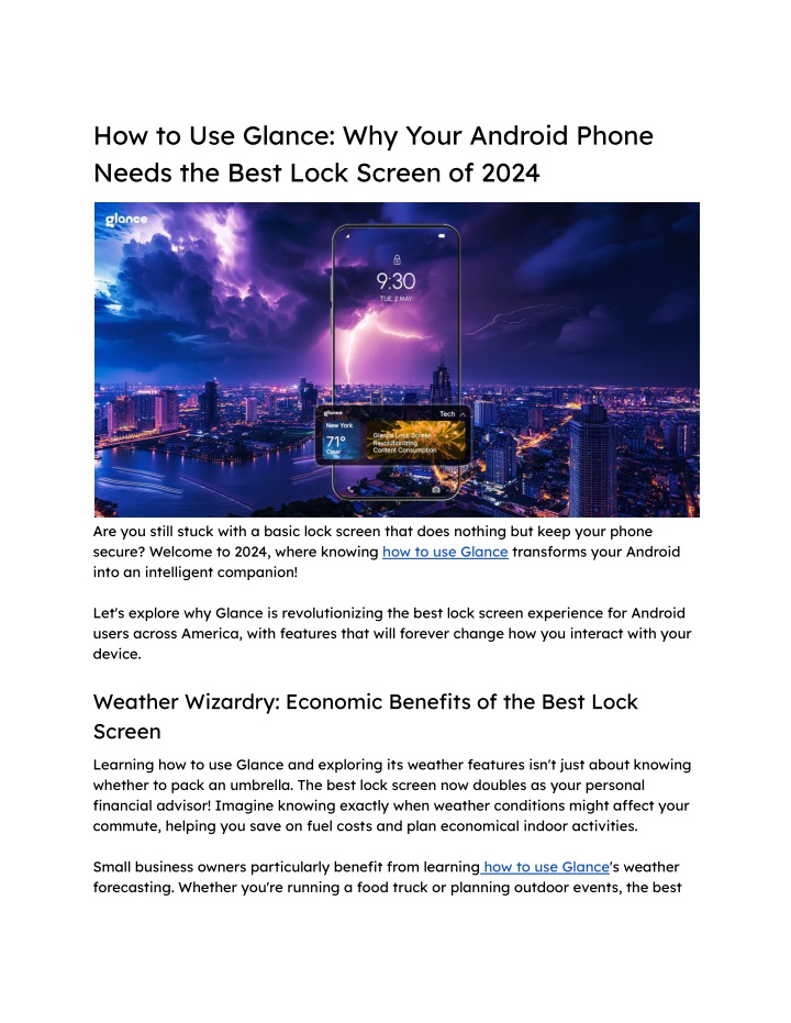 how to use glance why your android phone needs