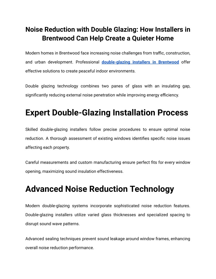 noise reduction with double glazing