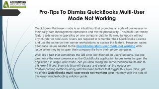 pro tips to dismiss quickbooks multi user mode not working