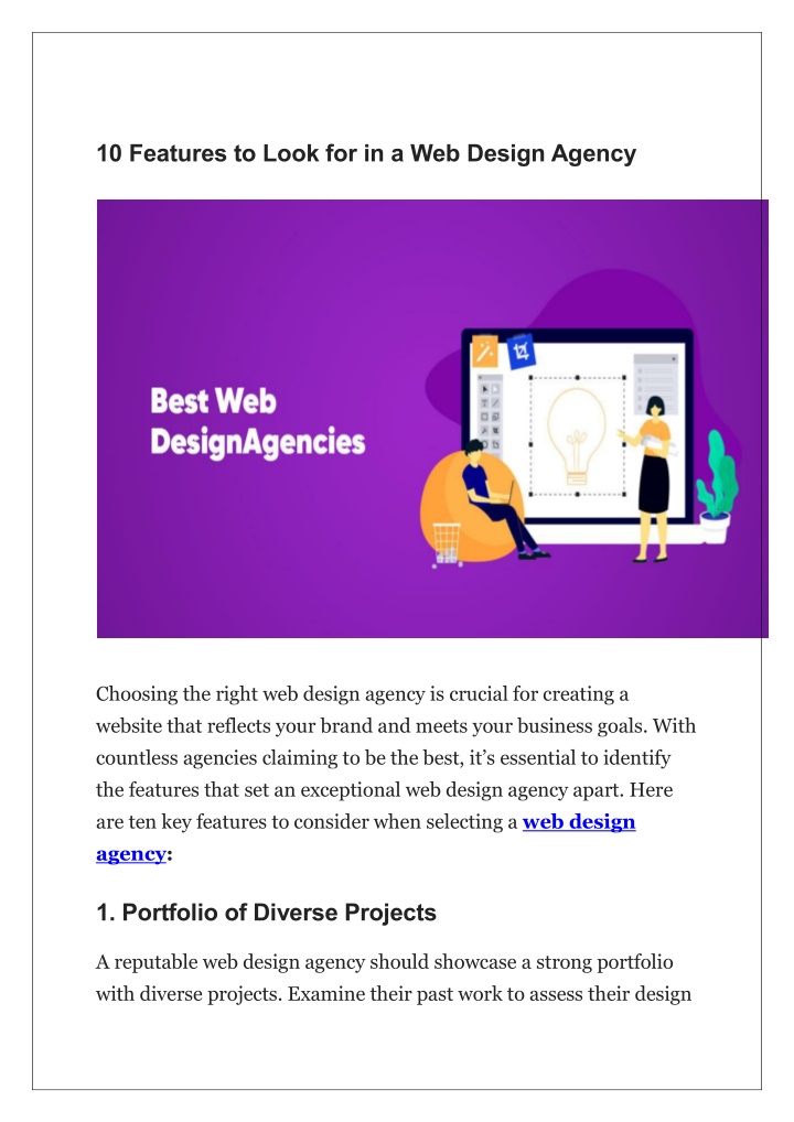 10 features to look for in a web design agency