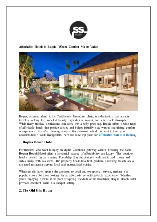 affordable hotels in bequia where comfort meets
