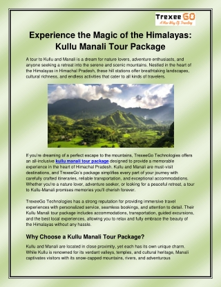 Kullu manali tour package