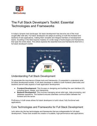The Full Stack Developer's Toolkit: Essential Technologies and Frameworks