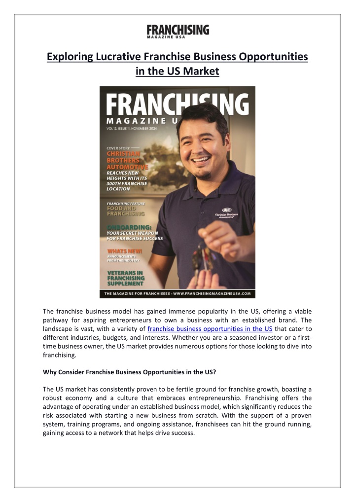 exploring lucrative franchise business