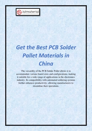 Get the Best PCB Solder Pallet Materials in China