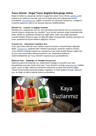 Tuzcu Ahmet - Doğal Tuzun Sağlıkla Buluştuğu Adres