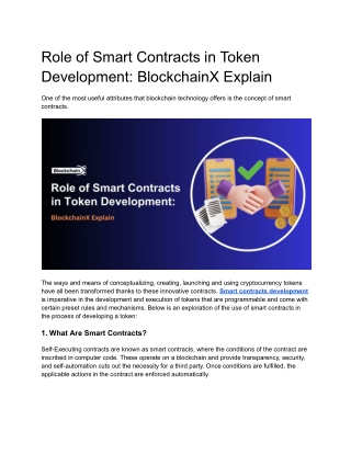 Role of Smart Contracts in Token Development BlockchainX Explain