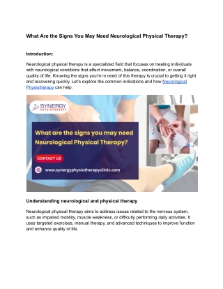 What Are the Signs You May Need Neurological Physical Therapy _