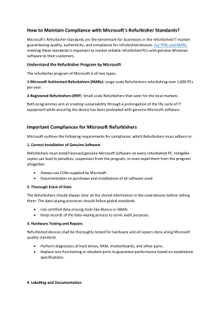 How to Maintain Compliance with Microsoft's Refurbisher Standards
