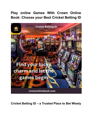 Play online Games With Crown Online Book: Choose your Best Cricket Betting ID