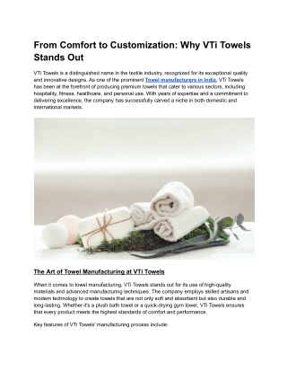 From Comfort to Customization_ Why VTi Towels Stands Out