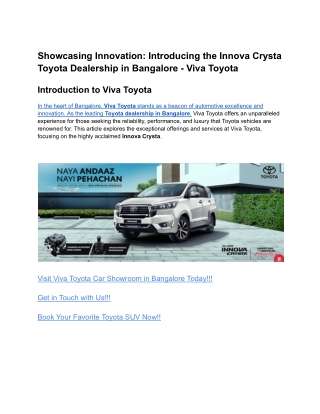 Showcasing Innovation_ Introducing the Innova Crysta Toyota Dealership in Bangalore - Viva Toyota