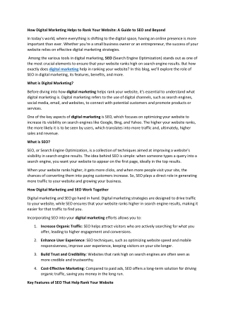 How Digital Marketing Helps to Rank Your Website