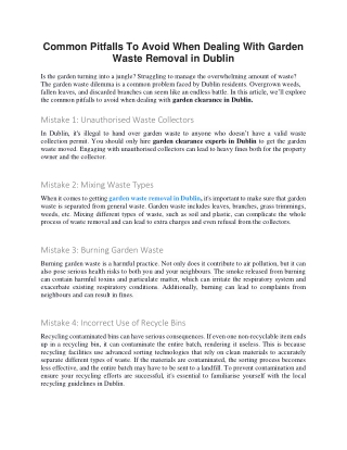 Common Pitfalls To Avoid When Dealing With Garden Waste Removal in Dublin