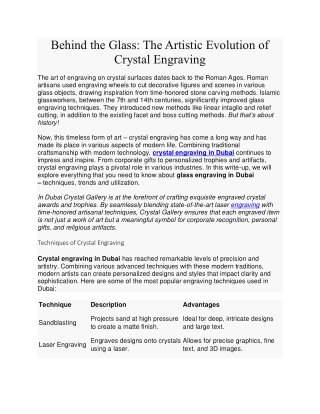 Behind the Glass: The Artistic Evolution of Crystal Engraving