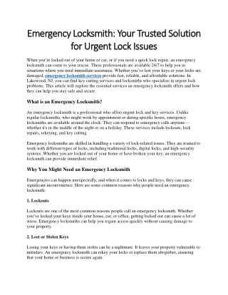 emergency locksmith your trusted solution