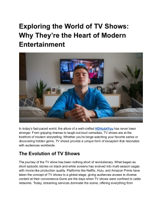 exploring the world of tv shows why they
