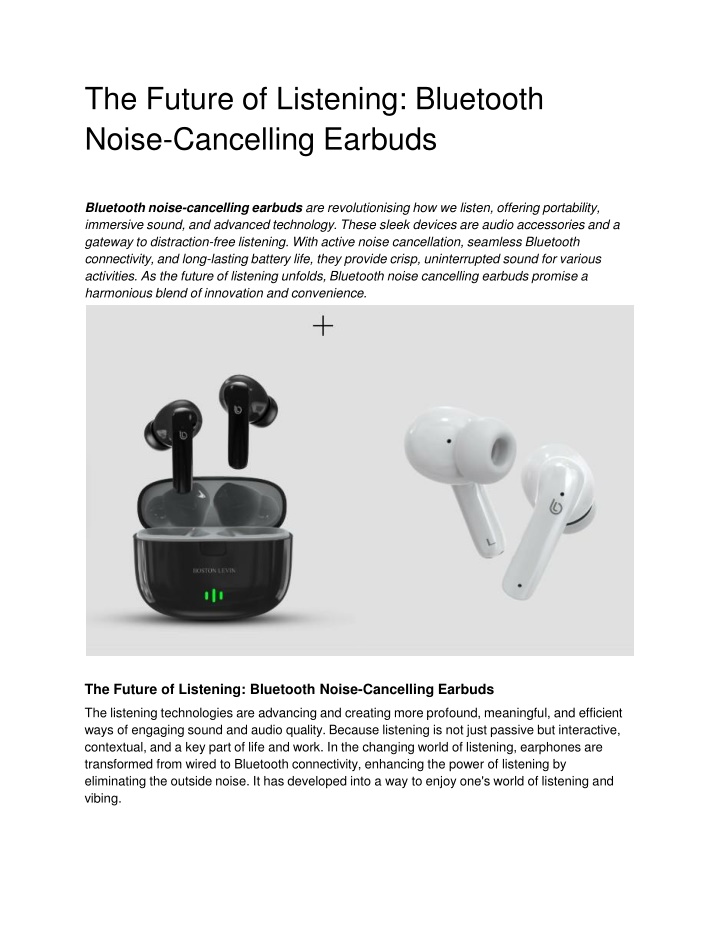 the future of listening bluetooth noise cancelling earbuds