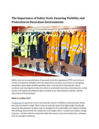 The Importance of Safety Vests_ Ensuring Visibility and Protection in Hazardous Environments