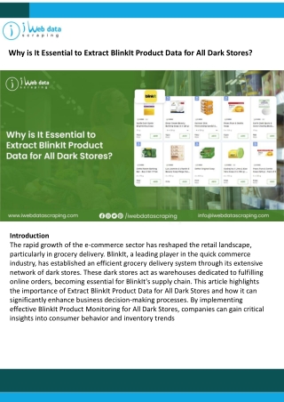 Why is It Essential to Extract BlinkIt Product Data for All Dark Stores