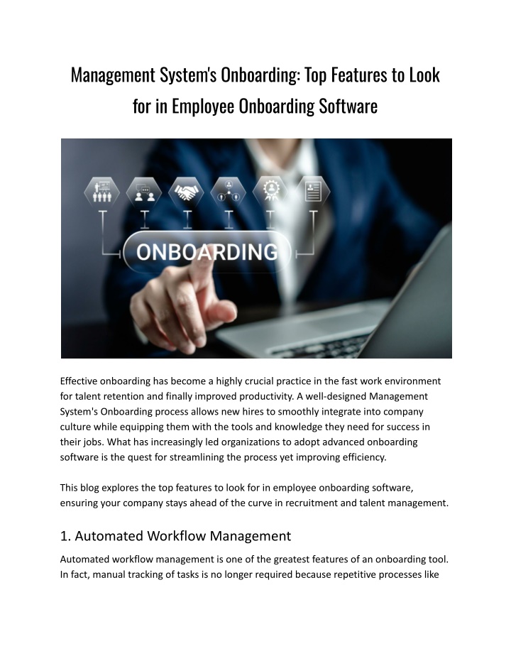 management system s onboarding top features