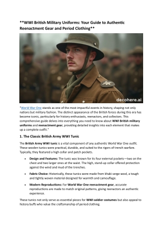 WWI British Military Uniforms: Your Guide to Authentic Reenactment Gear