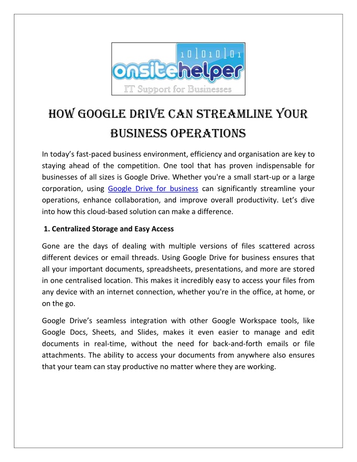 how google drive can streamline your business