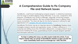 a comprehensive guide to fix company file and network issues