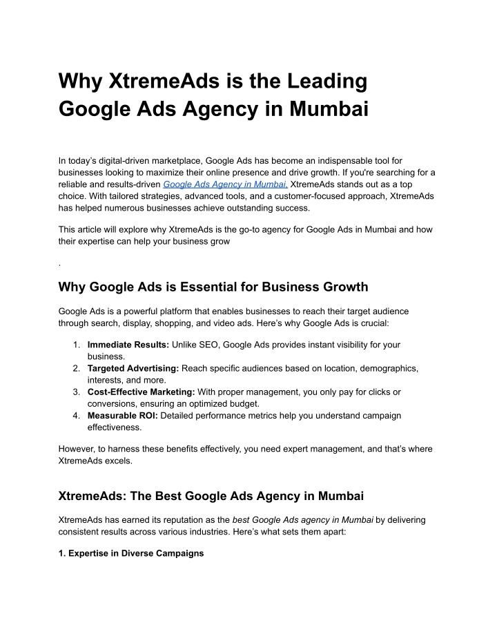 why xtremeads is the leading google ads agency