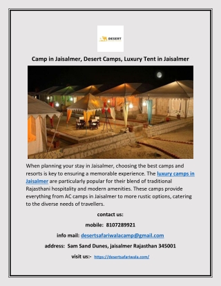 camp in jaisalmer desert camps luxury tent