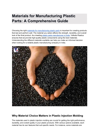 Materials for Manufacturing Plastic Parts_ A Comprehensive Guide