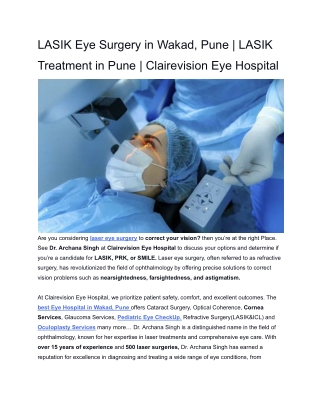 LASIK Eye Surgery in Wakad, Pune _ Clairevision Eye Hospital