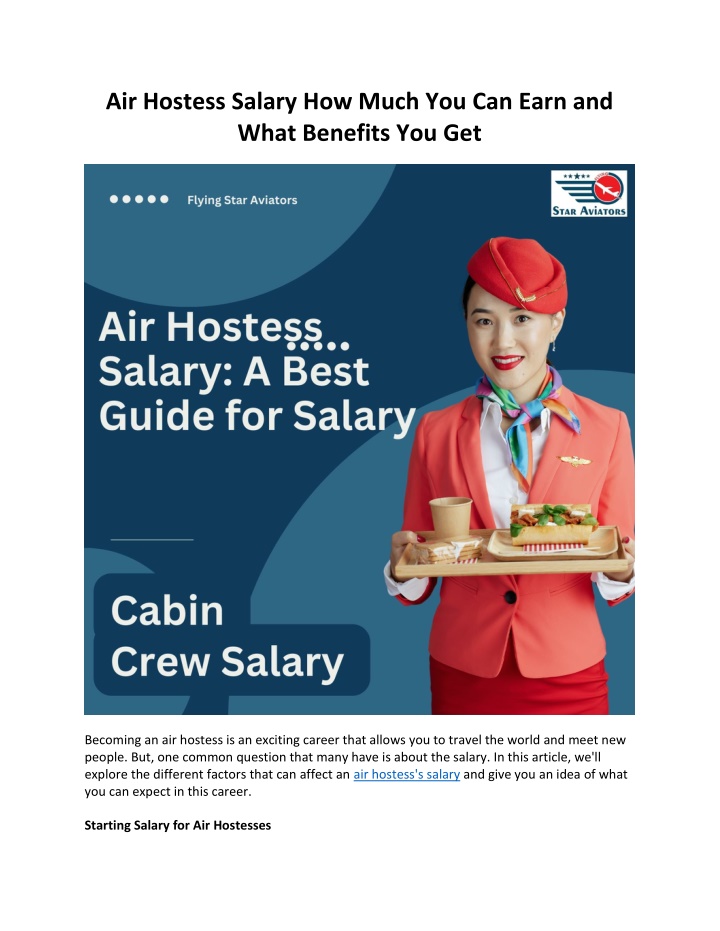 air hostess salary how much you can earn and what