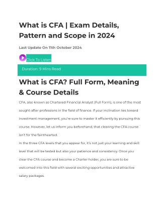 What is CFA _ Exam Details, Pattern and Scope in 2024