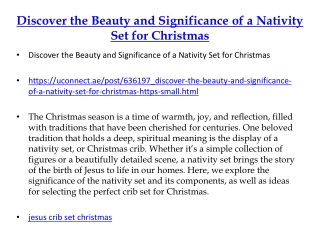 Discover the Beauty and Significance of a Nativity Set for Christmas