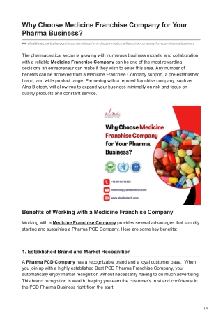 Why Choose Medicine Franchise Company for Your Pharma Business?