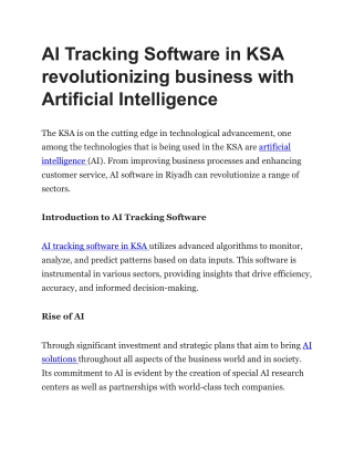 AI Tracking Software in KSA revolutionizing business with Ai