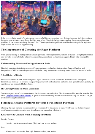Finding a Reliable Platform for Your First Bitcoin Purchase