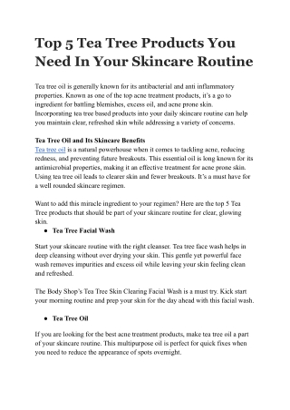 top 5 tea tree products you need in your skincare